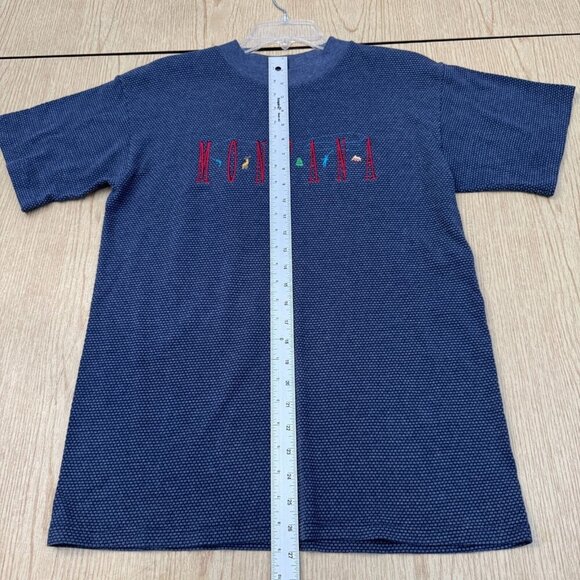 H.L. Miller Gold Montana Embroidered Navy Blue Short Sleeve T-Shirt M - Picture 6 of 8